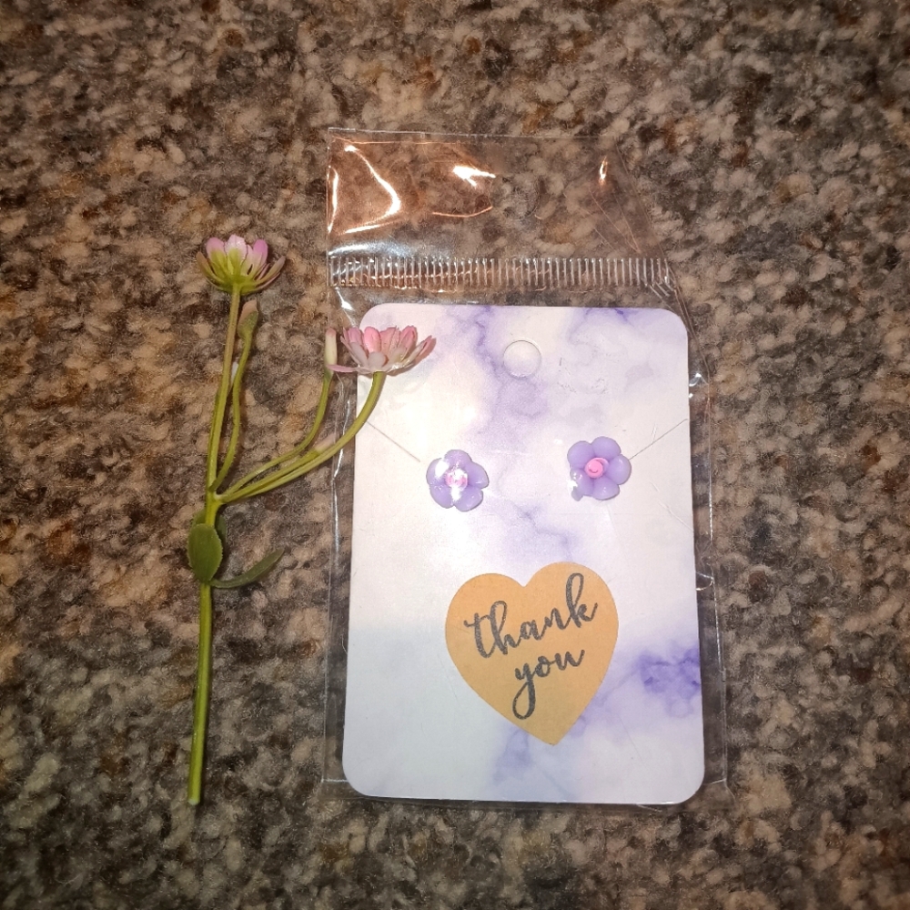 Tiny Purple Flower Earrings